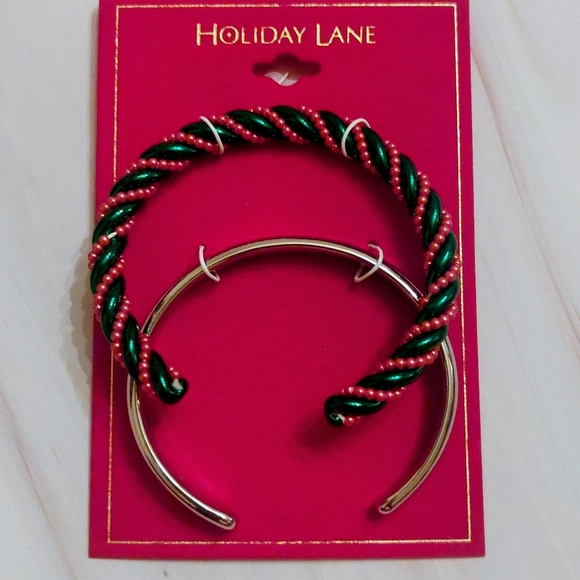 Holiday Lane Braclets Green & Red And Silver - Picture 2 of 4